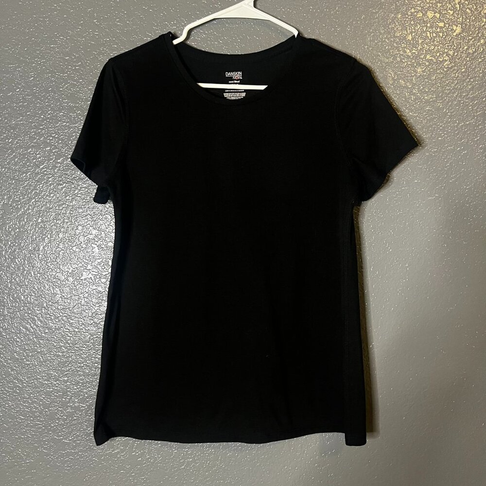 Women’s Black Semi Fitted Active T-Shirt Basic Workout Top Danskin L
